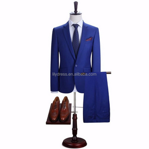 The latest men's suits formal occasions body suit groom high quality business males suit royal blue chinese factory sell