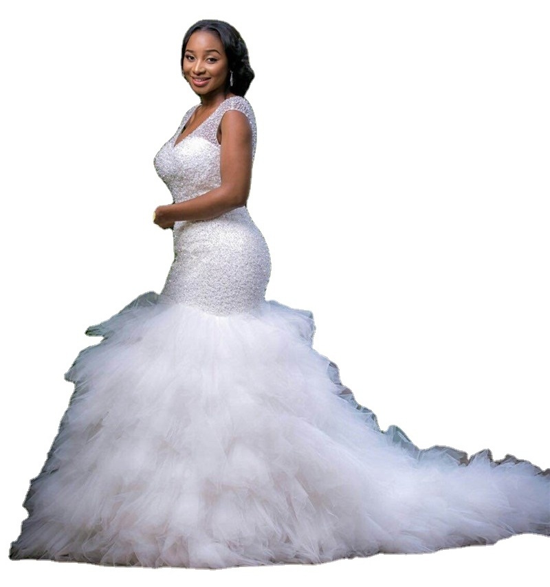 African Custom Made Formal Bridal Gowns Designs Lace Beading Mermaid Vestido De Casamento NW044 Wedding Dresses 2022