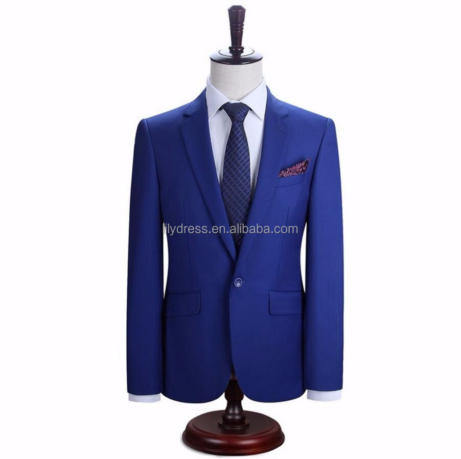 The latest men's suits formal occasions body suit groom high quality business males suit royal blue chinese factory sell