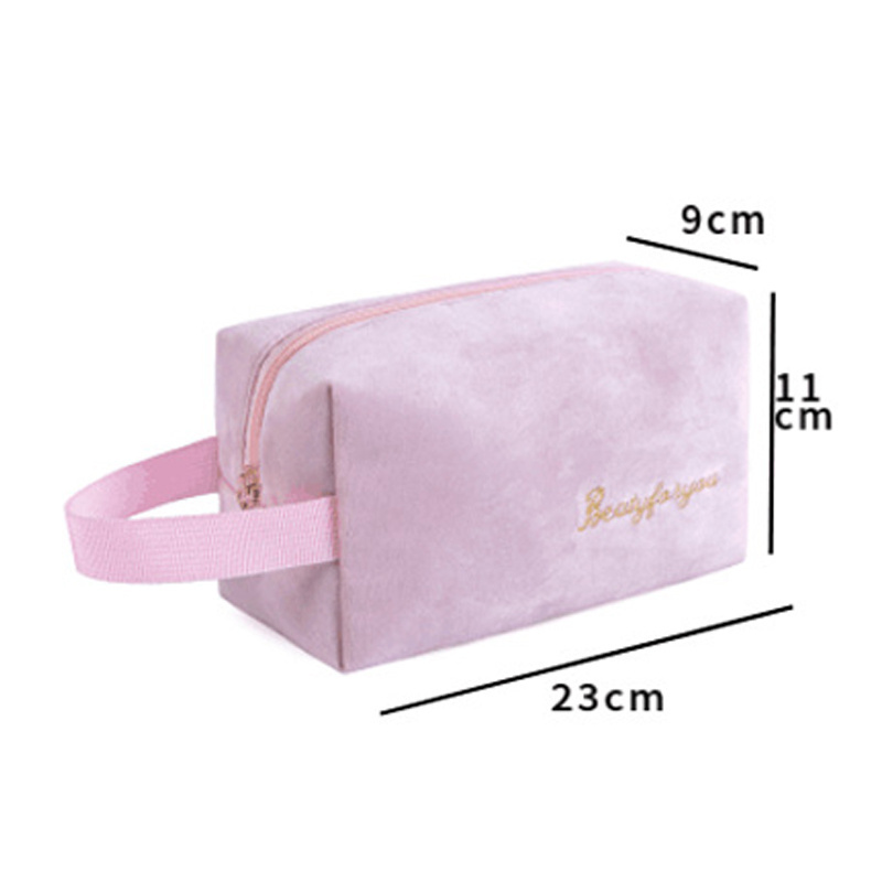 Personalized wholesale custom velvet cosmetic bag travel toiletry make up pouch bags