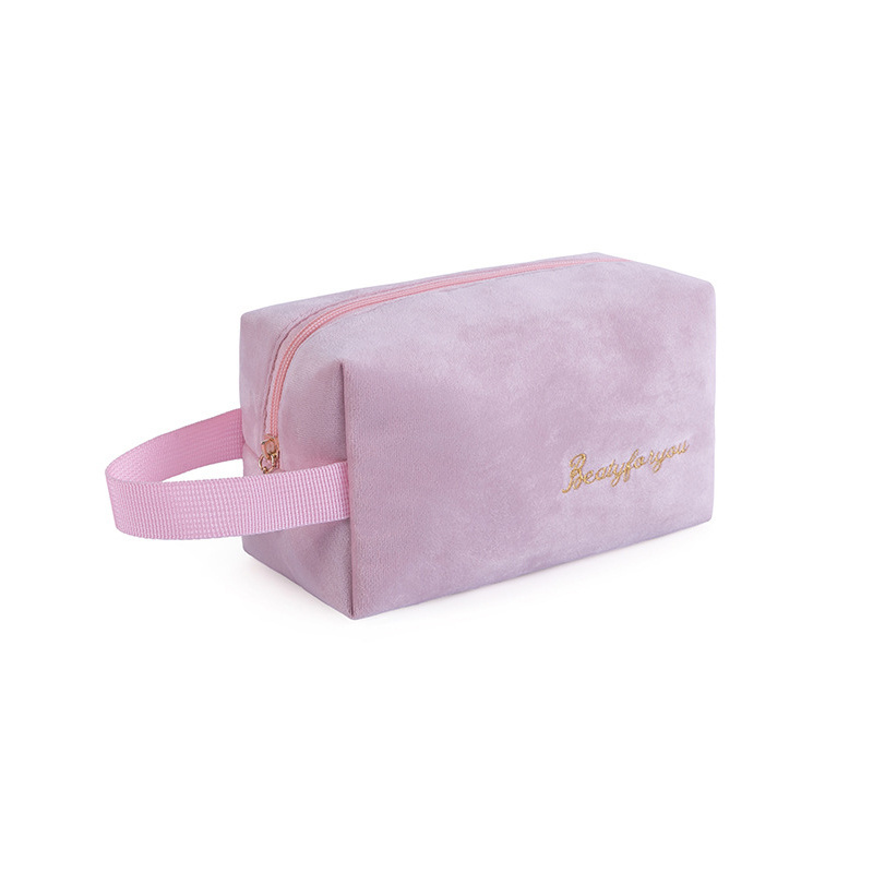 Personalized wholesale custom velvet cosmetic bag travel toiletry make up pouch bags