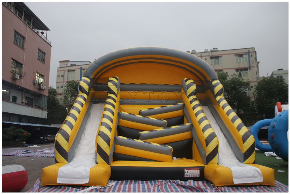 Lilytoys 0.55 mm PVC popular inflatable slide  kids inflatable trampoline bouncer with 2 slides outdoor renting