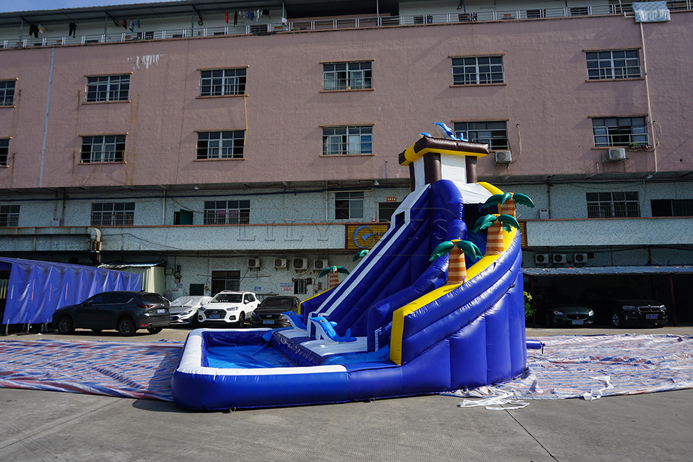 2020 new design Colorful  Backyard Inflatable Water Slide with pool  Beautiful water slides