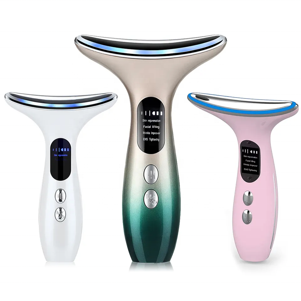 2023 New Arrivals Neck Lift Beauty Device Ems Facial Massage Anti Wrinkle Microcurrent Facial Toning Device Portable Home Abs Pc