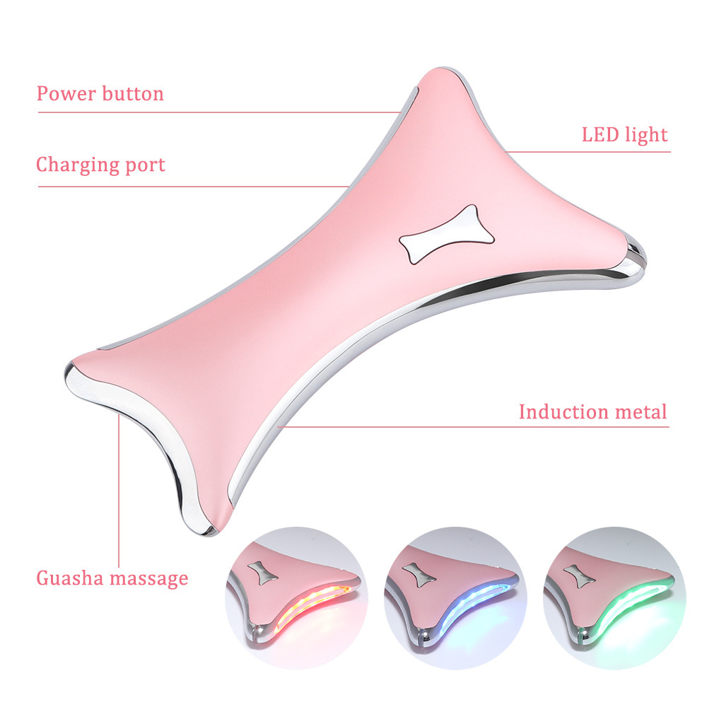 Facial Tool Product Gua Sha massage Board 3 Colors Heating LED Therapy Lifting Massager Electric Vibration Neck Gua Sha Scraper