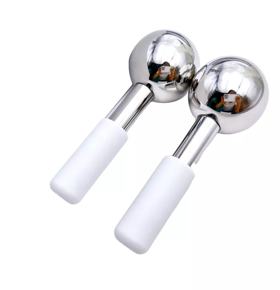 Stainless Steel Cryo Ball Handheld Facial Massage Cooling Gel Ice Facial Globes