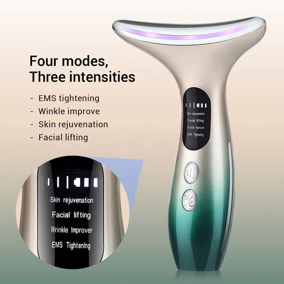 2023 New Arrivals Neck Lift Beauty Device Ems Facial Massage Anti Wrinkle Microcurrent Facial Toning Device Portable Home Abs Pc