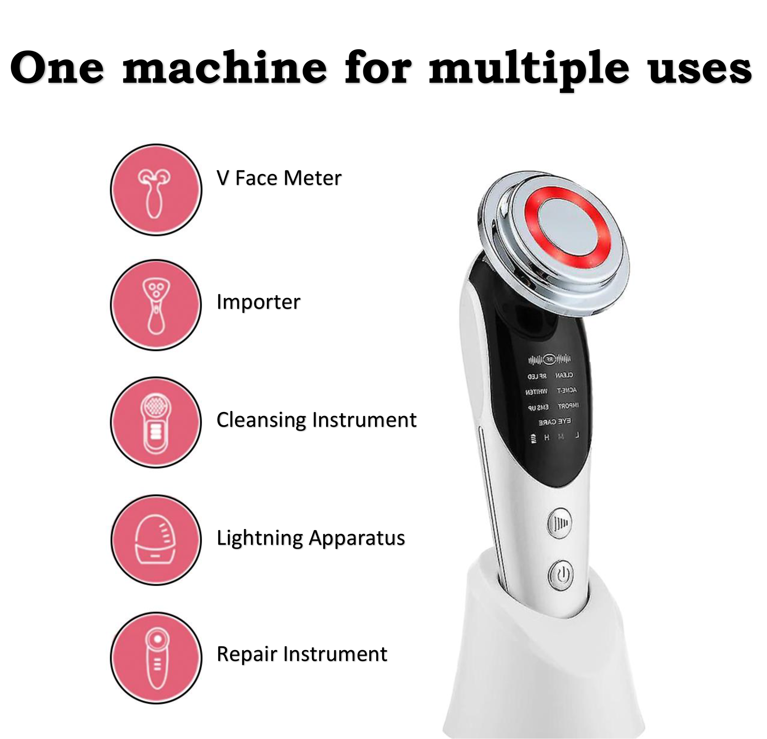 Skin Care Tools High Frequency Galvanic Face Tightening Device Face Lifting Ems Facial Massager 7 in 1 Usb Charge Photon Therapy