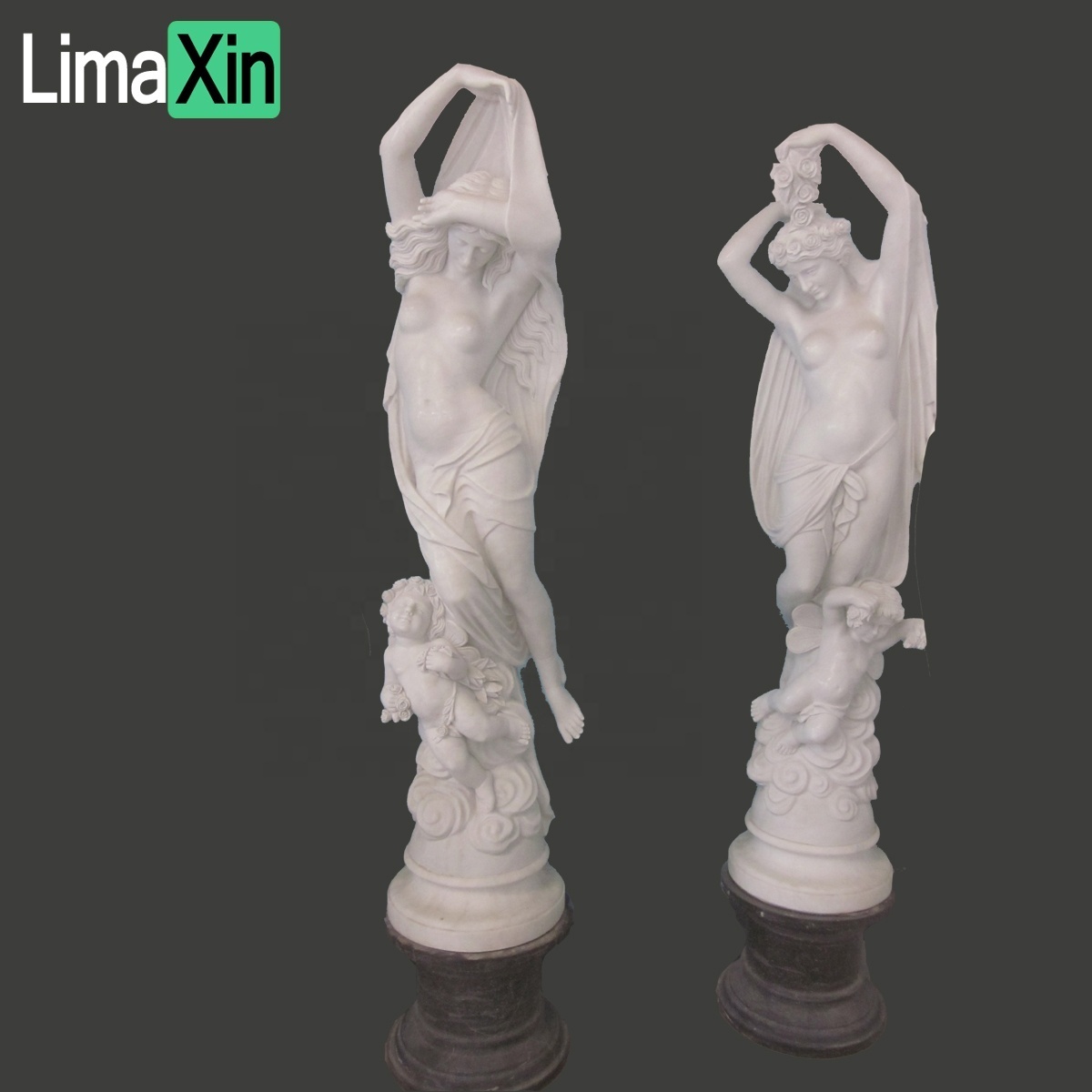 Customized famous hand carved garden decoration natural marble female three graces stone statue