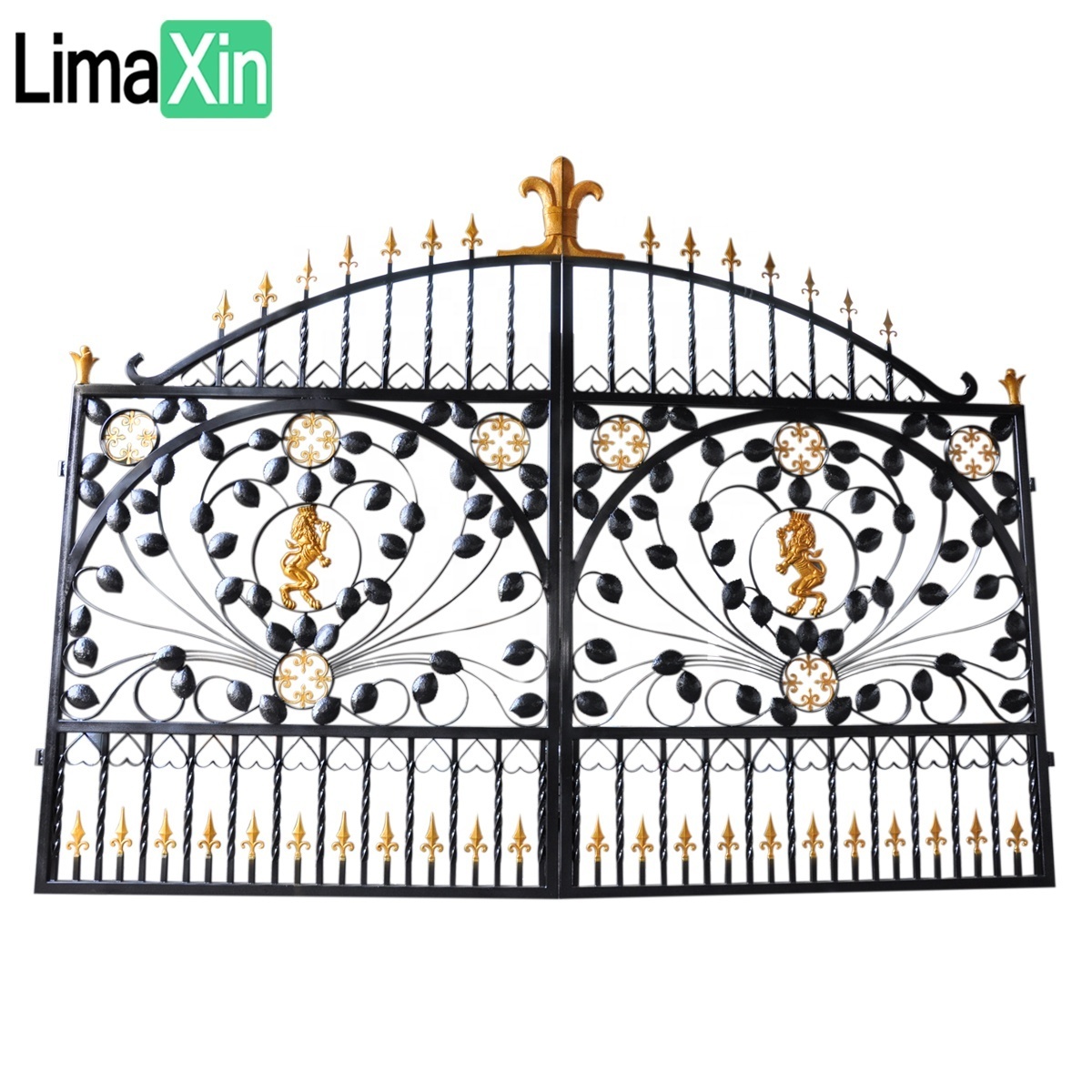 Customized wrought iron driveway gate high end villa used wrought iron door gates iron pipe gate design