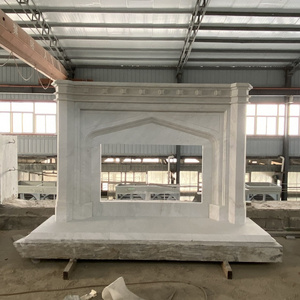 Cheap fireplace mantel unique design high end white marble natural stone marble fireplace mantle