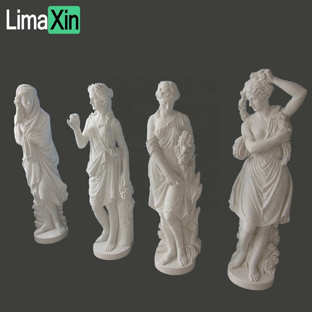 Customized famous hand carved garden decoration natural marble female three graces stone statue