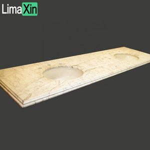 High end house interior decorative customized beige color stone marble vanity top with undermount sink