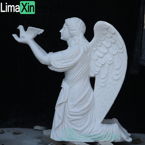 Angel wings hand carved angel tombstone white marble kneeling angel headstone