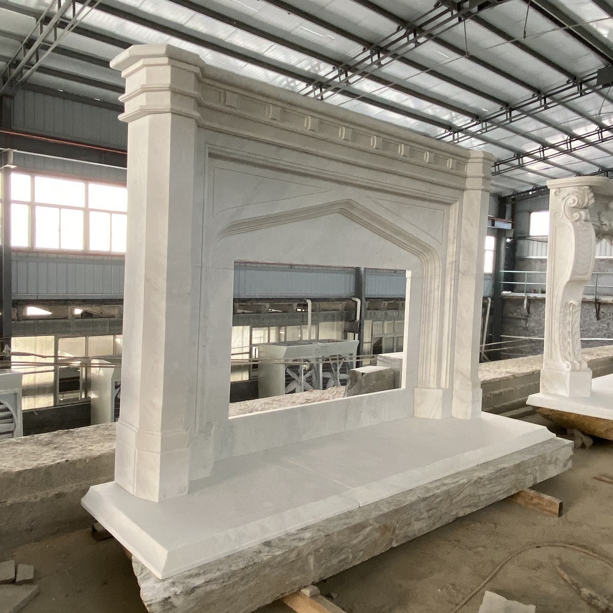 Cheap fireplace mantel unique design high end white marble natural stone marble fireplace mantle