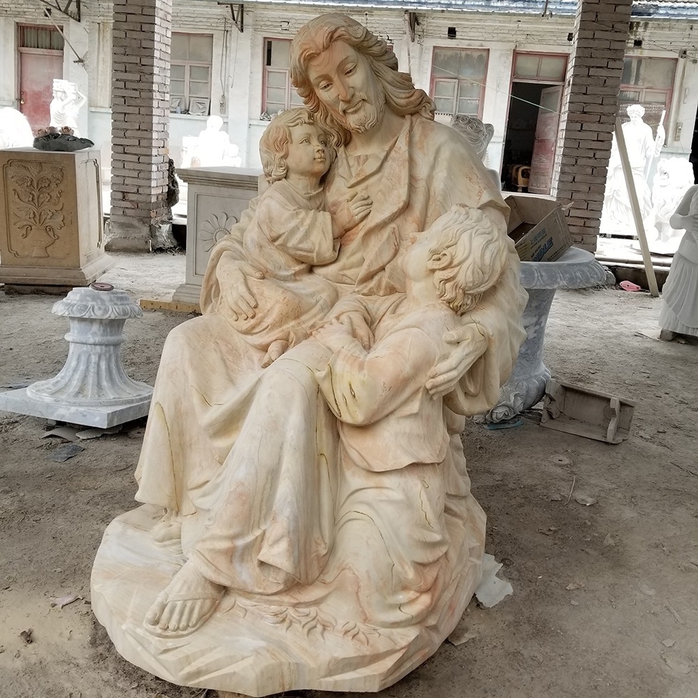 Customized hand carved natural stone marble statue life size marble jesus statue