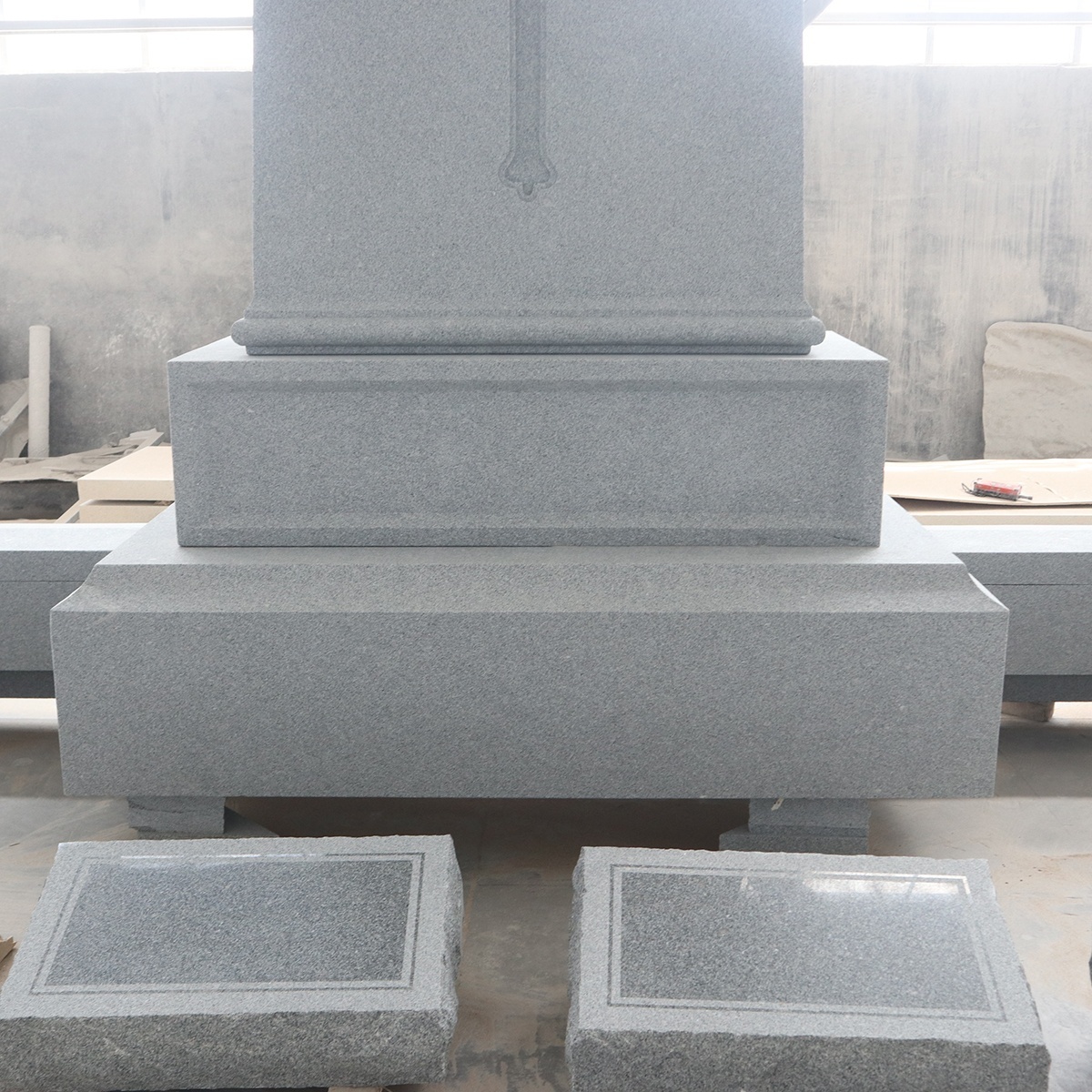 White granite headstones modern design customized granite tombstone sandblasted finish grey granite headstone