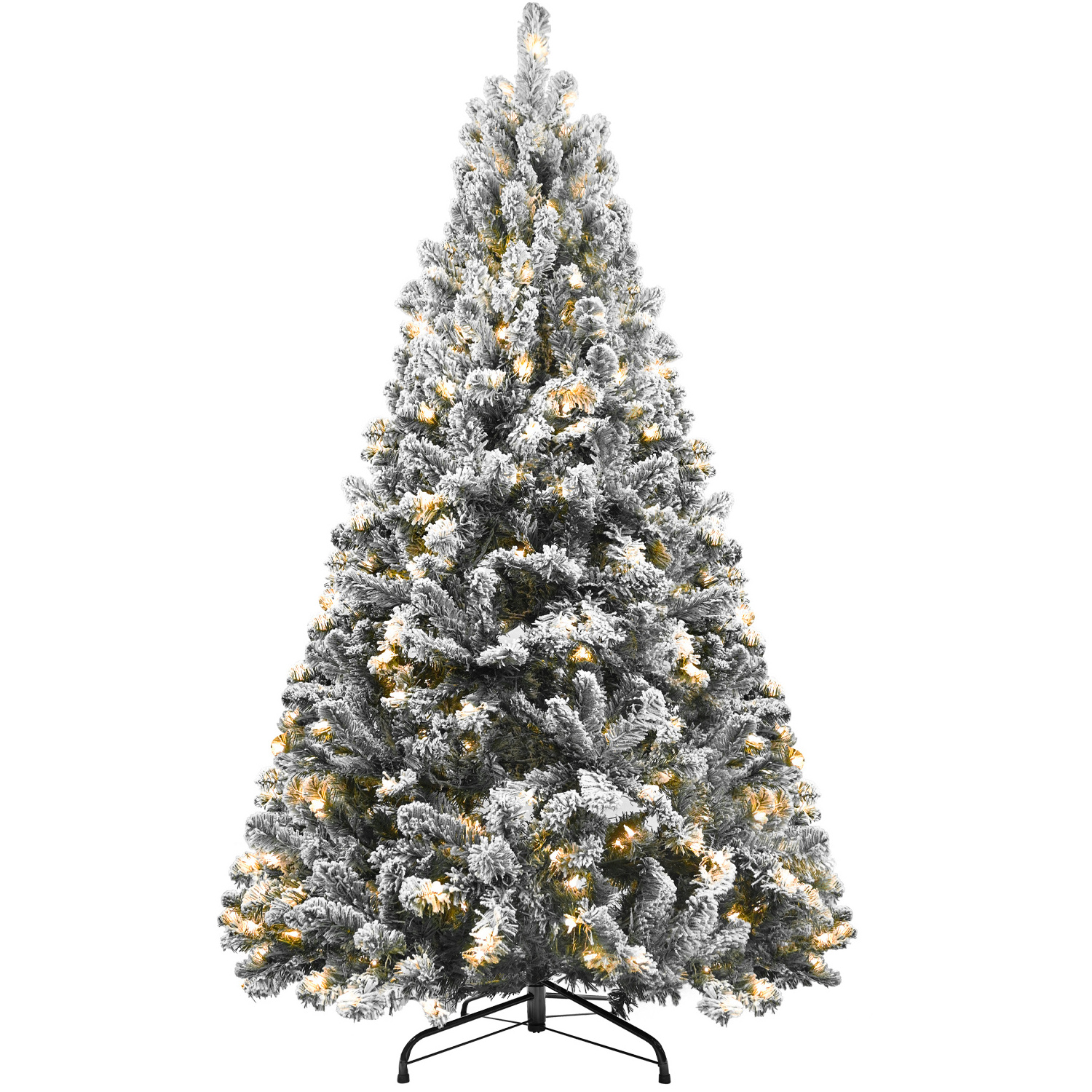 Christmas interior decorations most popular overseas warehouse pre-lit artificial flocked Christmas tree