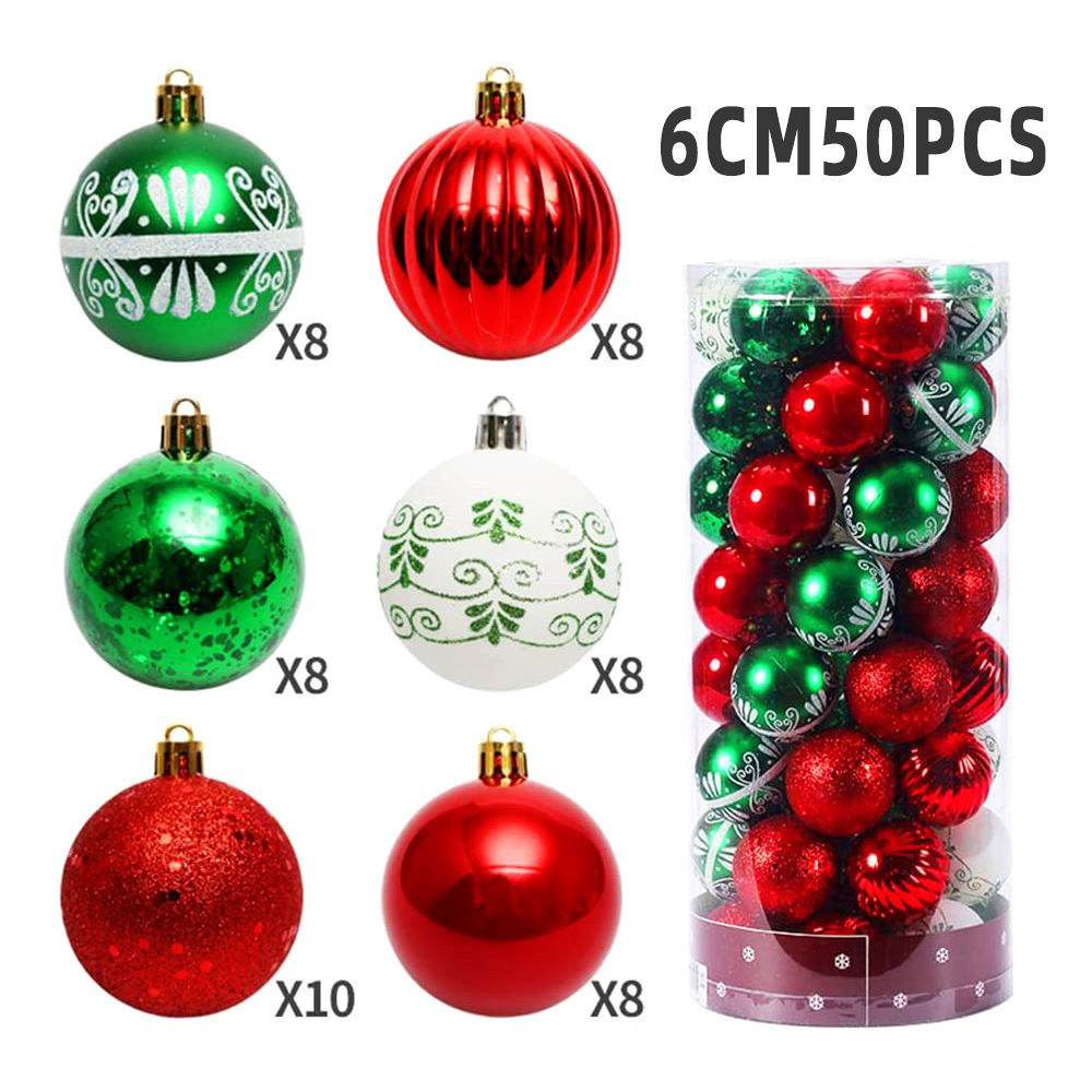 2023 Hot Selling Christmas Decoration Ornament Plastic Shatterproof Decorative Round Hanging Christmas Ball