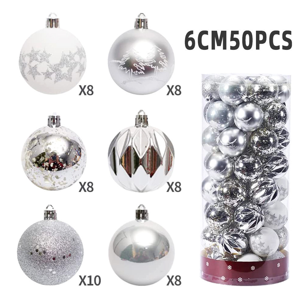 2023 Hot Selling Christmas Decoration Ornament Plastic Shatterproof Decorative Round Hanging Christmas Ball