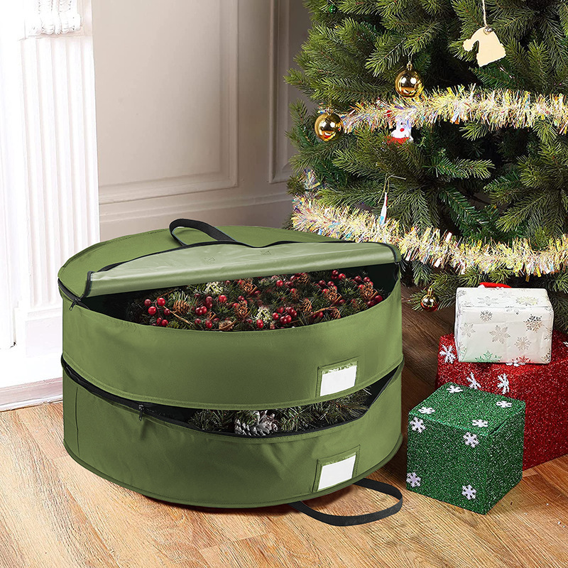 Factory Hot Selling Christmas Holiday Storage Bag With Oxford Fabric 600D For Wreath Storage