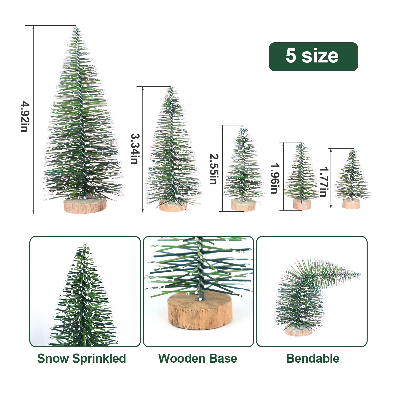 Christmas Ornaments Miniature Christmas Tree Stained White Cedar Table Pine Needles Tabletop Miniature Christmas Tree