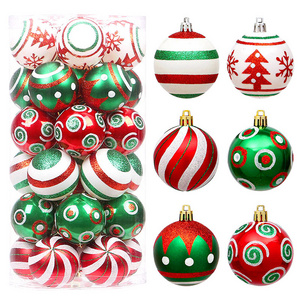 Factory Wholesale Christmas Decoration Xmas Ornament Plastic Shatterproof Decorative Round Hanging Christmas Ball