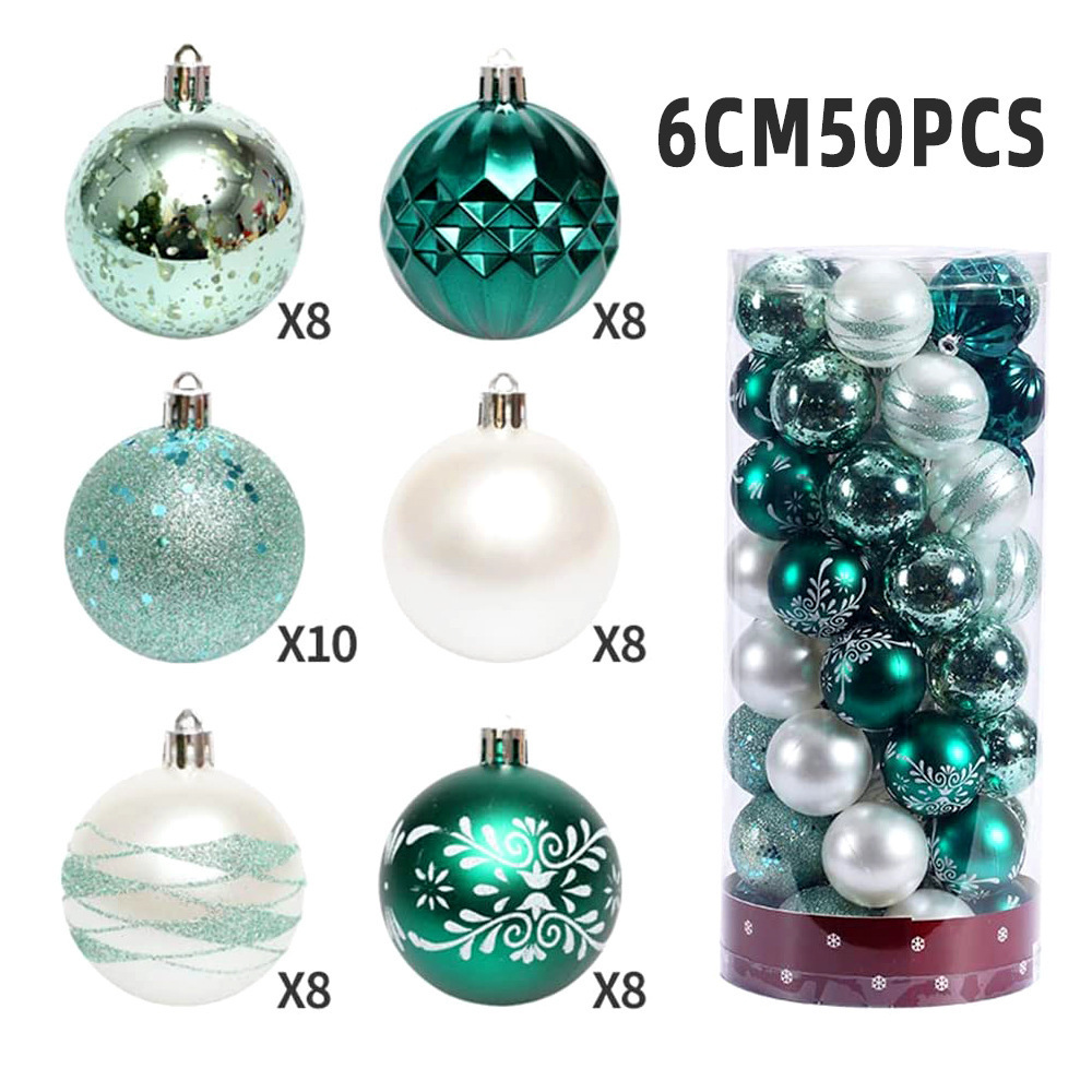 2023 Hot Selling Christmas Decoration Ornament Plastic Shatterproof Decorative Round Hanging Christmas Ball