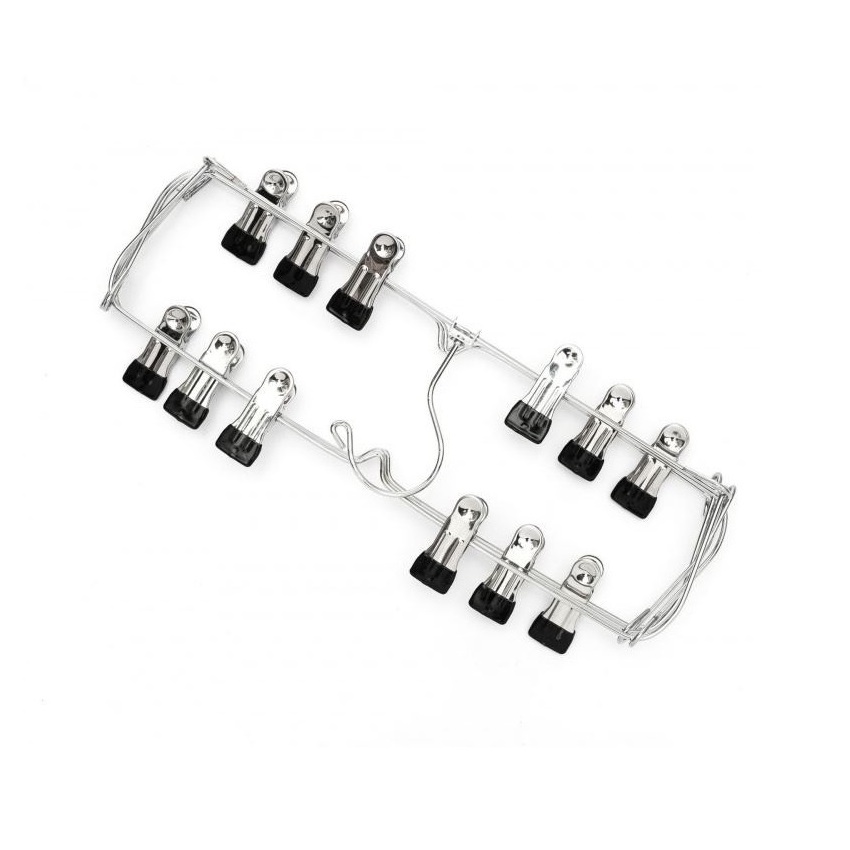 LM1052 Retractable Chrome Metal 6 layer clip Pants Hanger