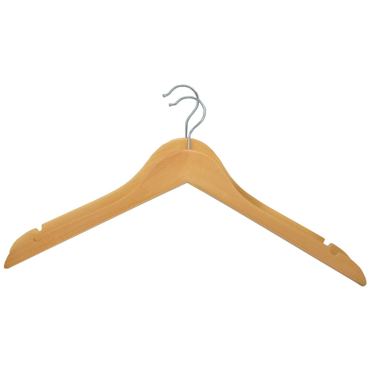 Wholesale Bulk Wooden Clothes Hangers Wood Clothing Hanger with Non-Slip bar