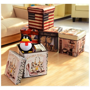 Laminated non-woven European and American retro storage shoe stool fashion can sit storage box pastoral sofa