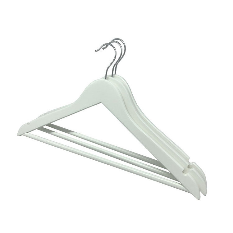 New Elegant Golden Hook Boutique Solid Wood White Clothing Hangers For Clothes Shop