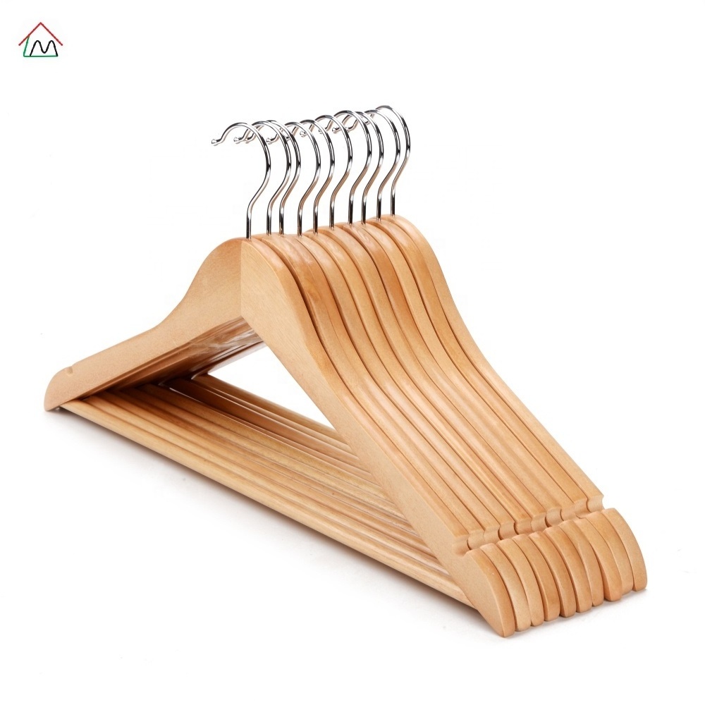 China fashion cheap premium packaging clothes custom coat white wooden hanger with gold hook