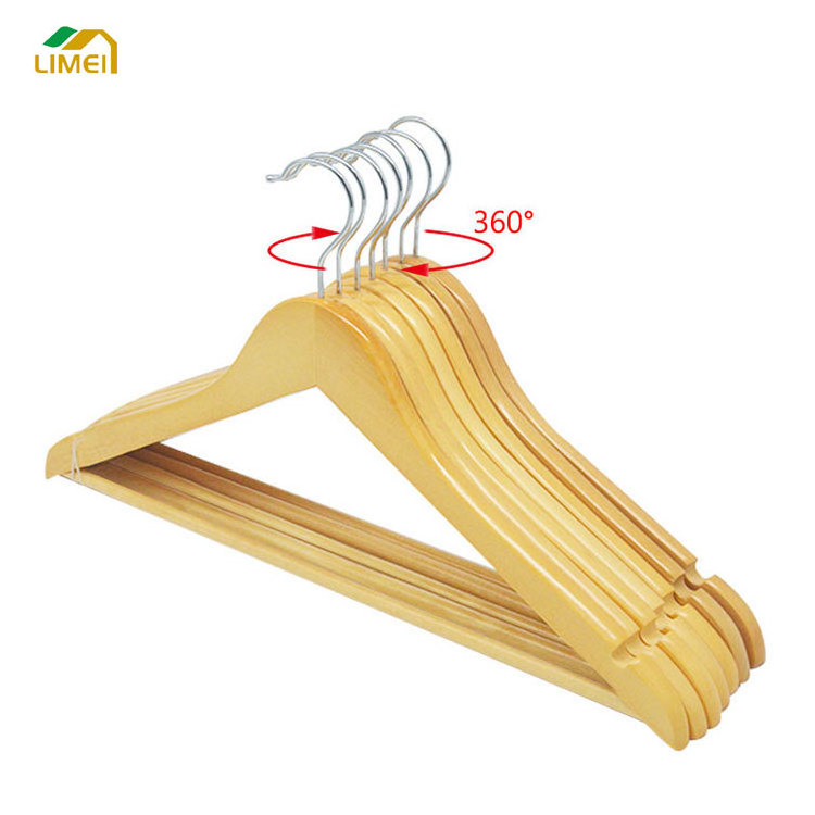 Top 1 Bestseller Low MOQ Wood Hanger Clothes cabide Metal Hooks Clothes Wooden Cloth hanger Clothing