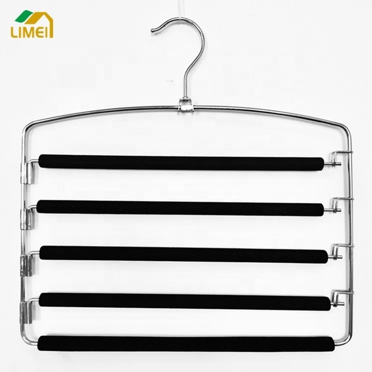 LM1046F Magic Space Saving Foam padded Multi Layers Metal Pants Hangers