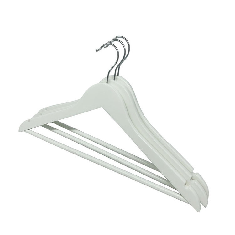 New Elegant Golden Hook Boutique Solid Wood White Clothing Hangers For Clothes Shop