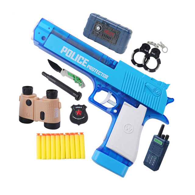 badge handcuffs telescope  interphone stiletto spontoon pistol kit Children's Toy Gun Set