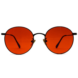 Round Orange Lens 100% Blue Light Blocking Glasses Amber Lens Anti Fatigue Help Sleep Glasses With Custom Logo