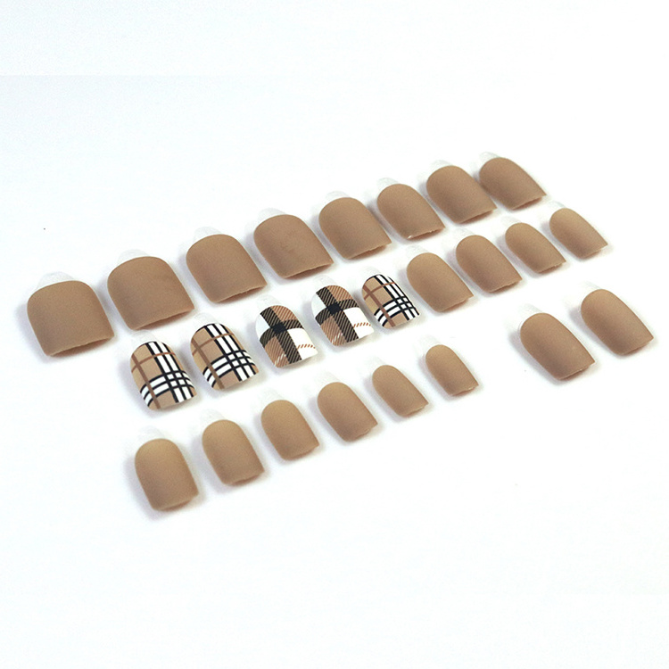 Wholesale free sample 30pcs french kids stiletto short wide artificial press on nail display packaging box false nails with glue