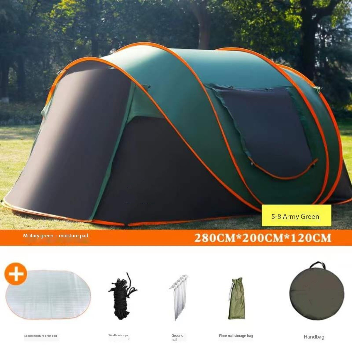 Outdoor Waterproof 3-5 Person Hiking Portable Beach Folding Automatic Popup Instant Camping Tent