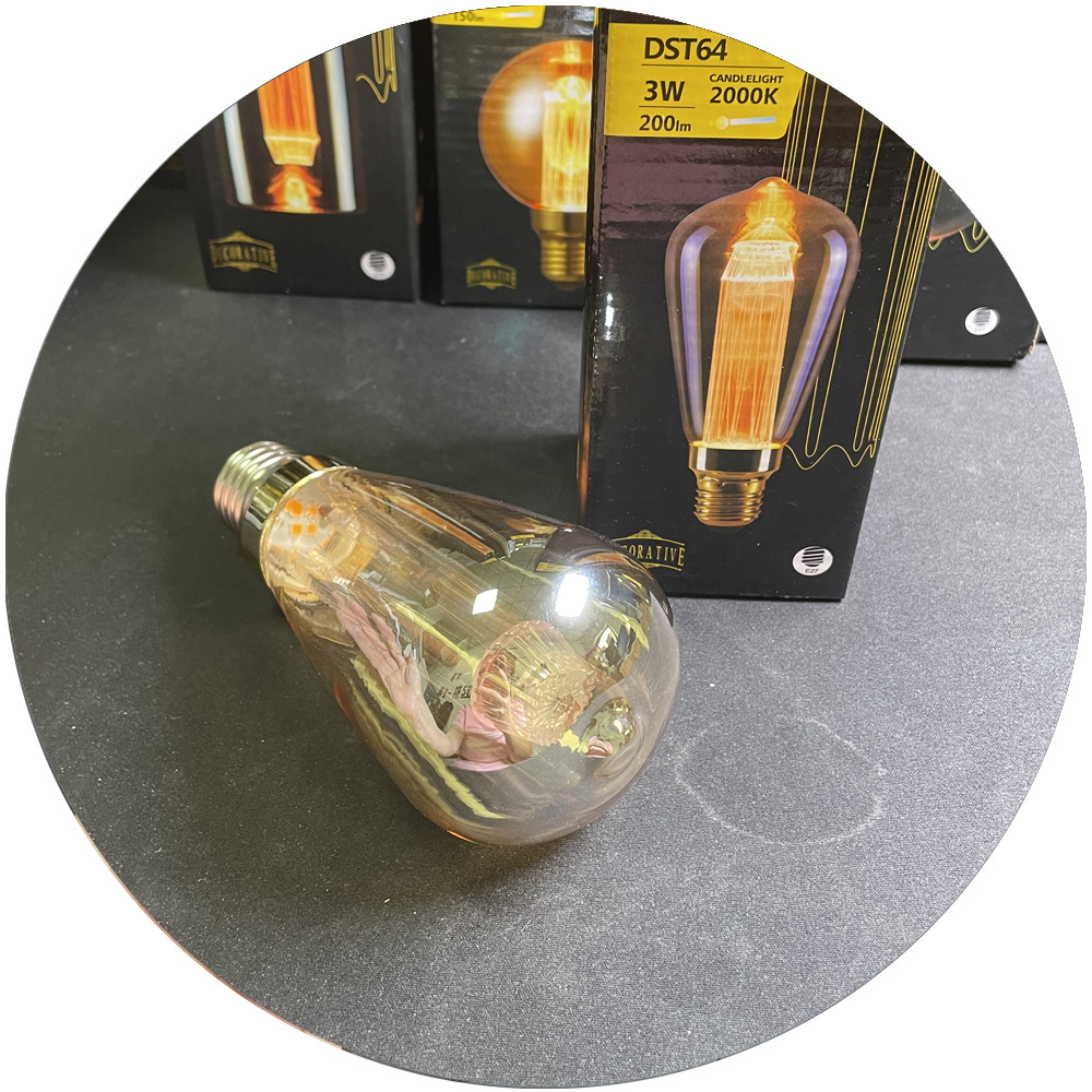 360 Degree 3W 200lm Warm White Dimmable String Lighting Replacement LED Filament Bulbs Vintage Edison Lamp