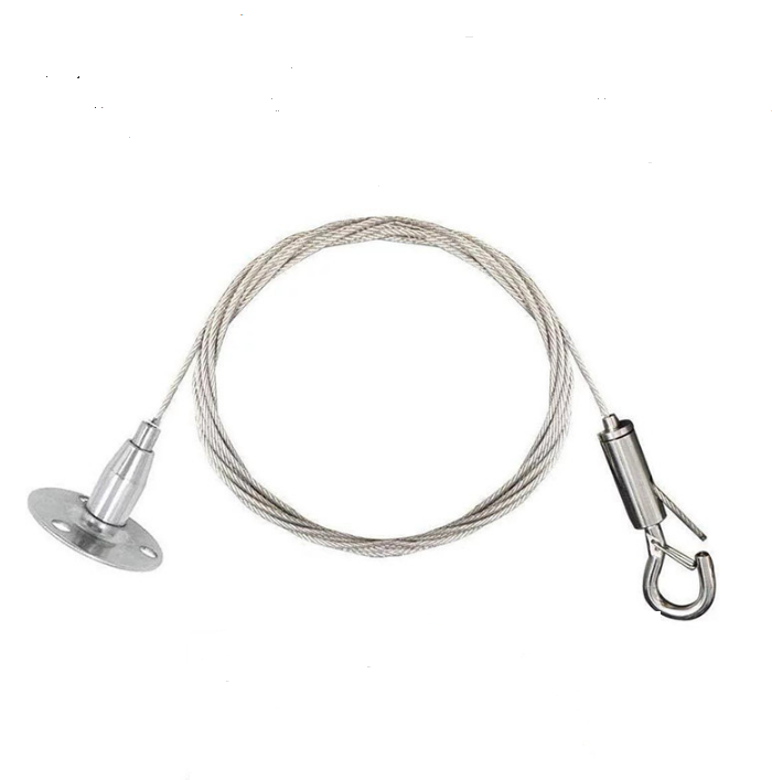 adjustable self lock kit looping gripper  stainless steel hanging wire rope for LED light