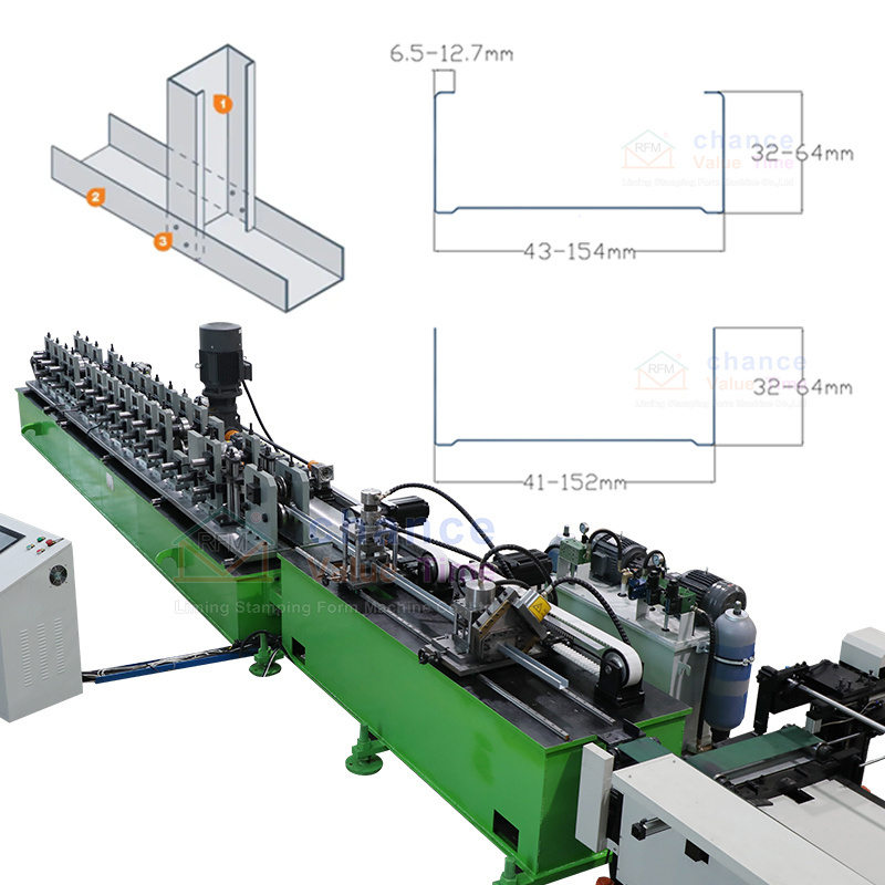 Drywall metal stud CD UD UW CW making machine light gauge keel stud and track c channel steel roll forming machine