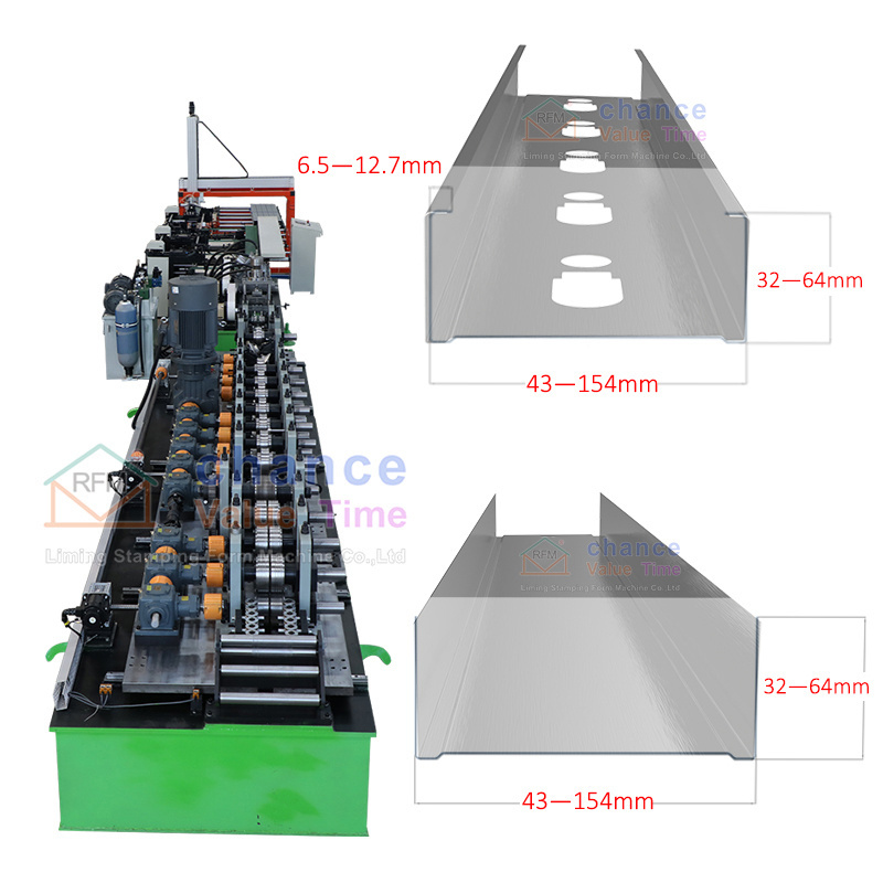 Drywall metal stud CD UD UW CW making machine light gauge keel stud and track c channel steel roll forming machine