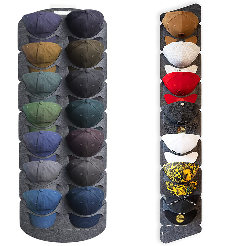 Hat Display Rack Storage Felt Hat Rack with 7 Pocket Hat Display Holder Hat Organizer for for Door, Wall, Closet