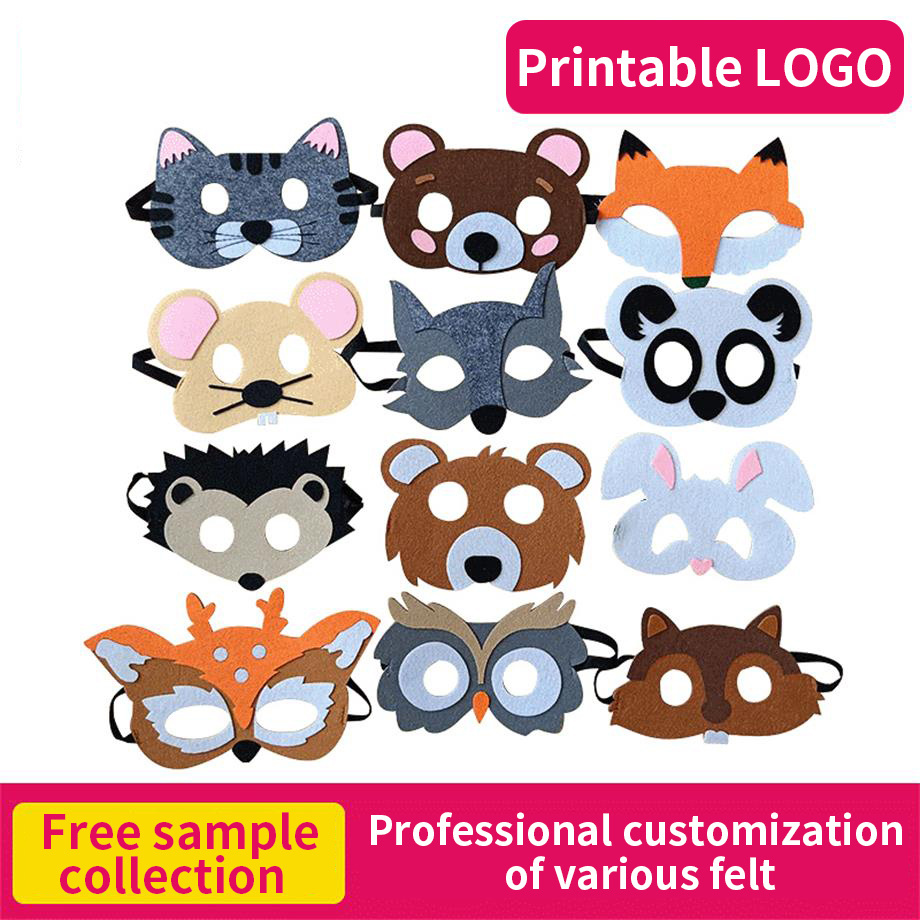 Customized Christmas Easter Halloween Cartoon Character Animals Felt Eye Mask Kids Party Masks Felt Face Mask