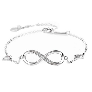 GT07 Christmas Gift 8 Design Infinite Endless Love Symbol 925 Sterling Silver Charm Adjustable Infinity Bracelet