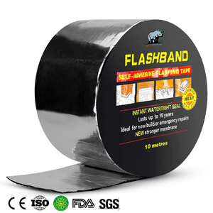 Bitumen tape Waterproof Aluminum with pe film Black sealing  flashband self adhesive waterproofing strip 75mm flashing tape