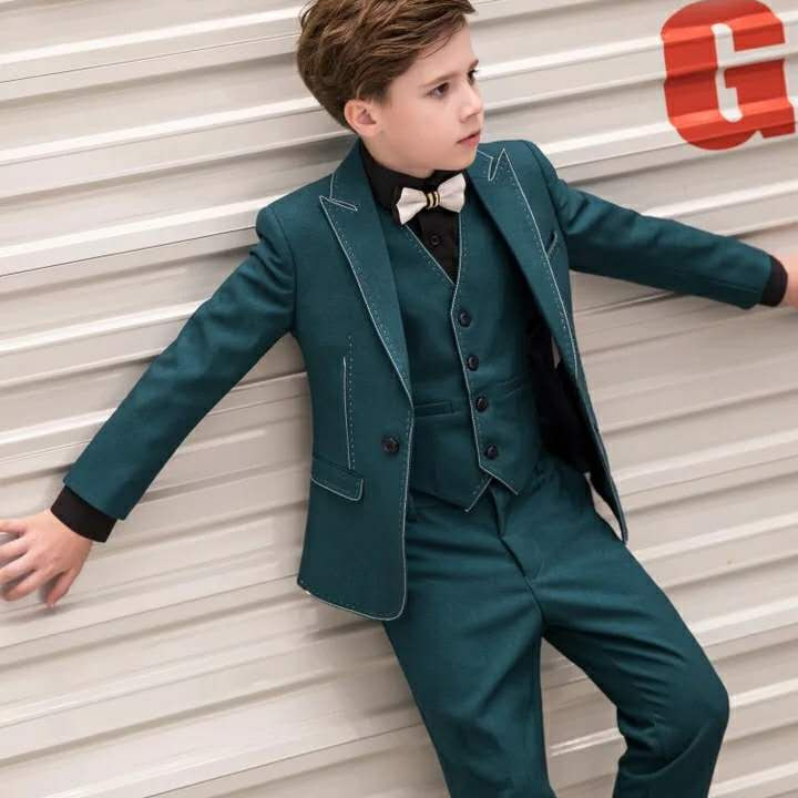 Boy's suit three suits dress gown handsome British spring new piano performance model walk show Costume