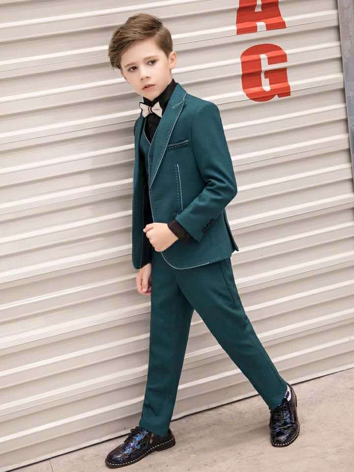 Boy's suit three suits dress gown handsome British spring new piano performance model walk show Costume